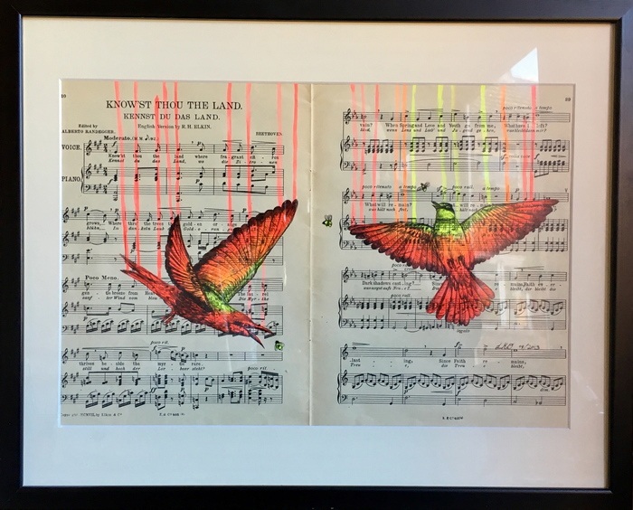 Bee-Eater Birds on Music Score by Louise McNaught