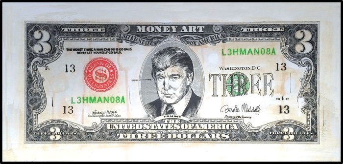 3$ BILL PAINTING - DONALD TRUMP by D13EGO