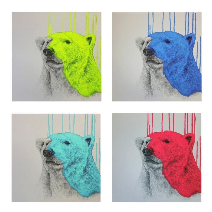 Hey There, Polar Bear - Printers Proof 4 Colourway Set of 4 Prints par Louise McNaught
