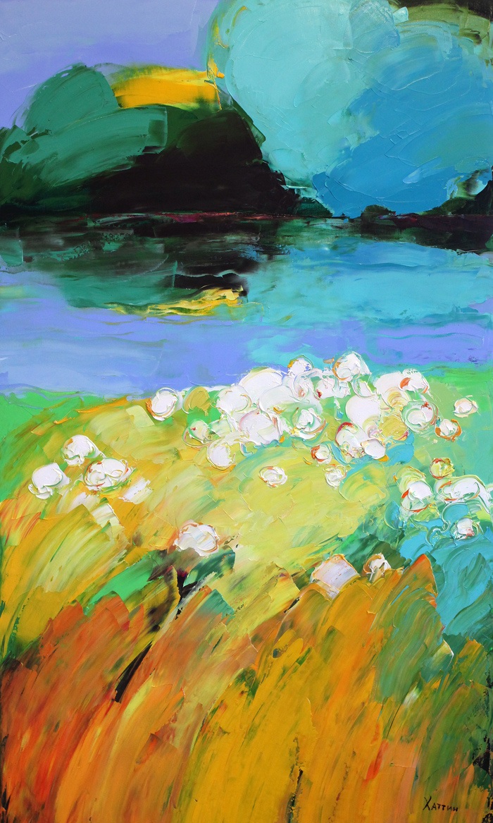 landscape with a river par Valery Khattin