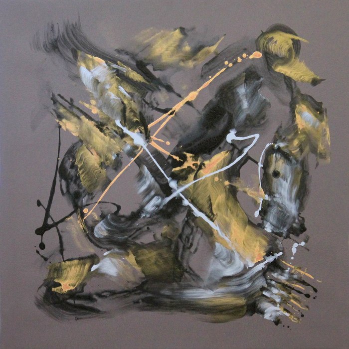 Lost in This Moment /taupe abstract square by Paresh Nrshinga - FRSA