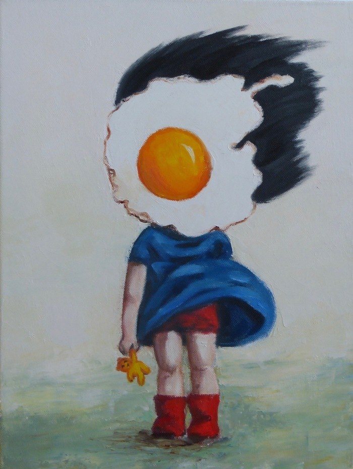 Egg girl in red boots par Ta Byrne