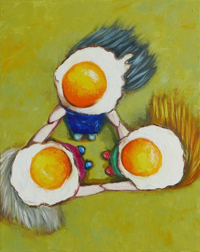 Egg girls playing ring a ring o roses by Ta Byrne