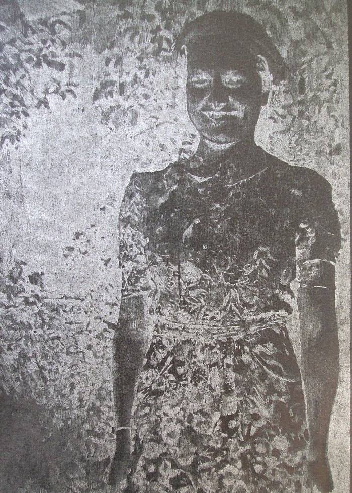 Girl in a flower print dress (neg) by Chris Shaw Hughes