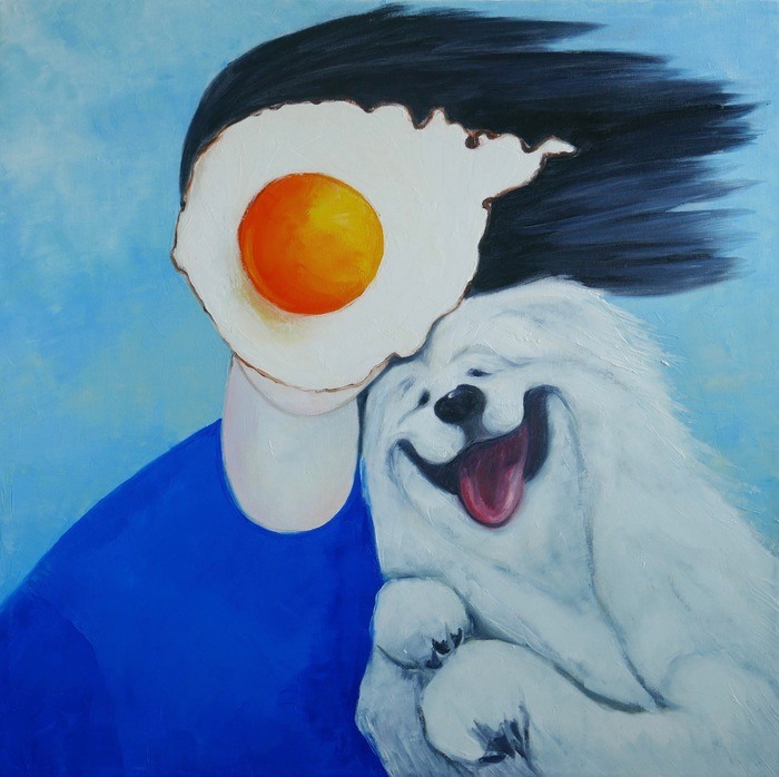 Egg boy with his dog by Ta Byrne