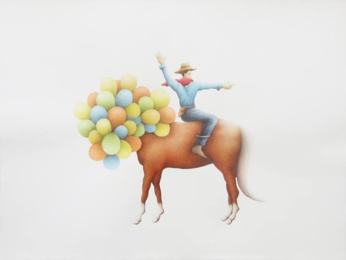 "Animal Song" series (cowboy over horse and balloons) by Gonzalo Garcia Callegari