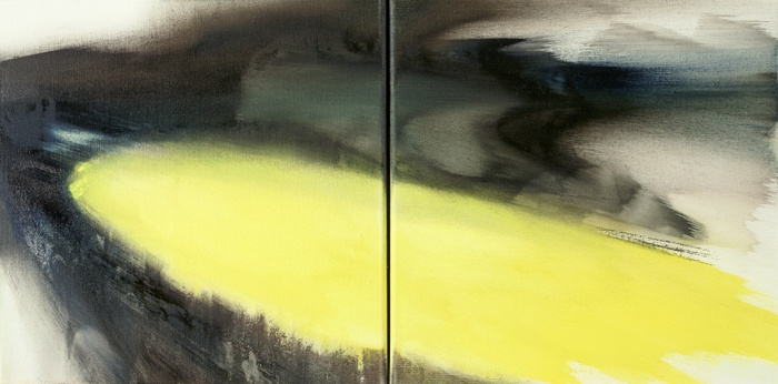 Love or money  - framed diptych  by Gina Parr