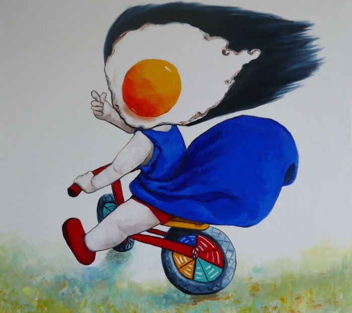 Egg Girl on a Bike by Ta Byrne