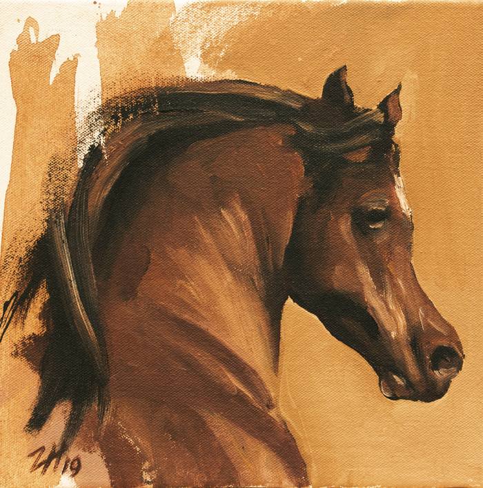 Equine Arab Head Chestnut (study 7) by Zil Hoque