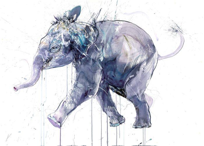 Young Elephant I Diamond Dust Edition  von Dave White