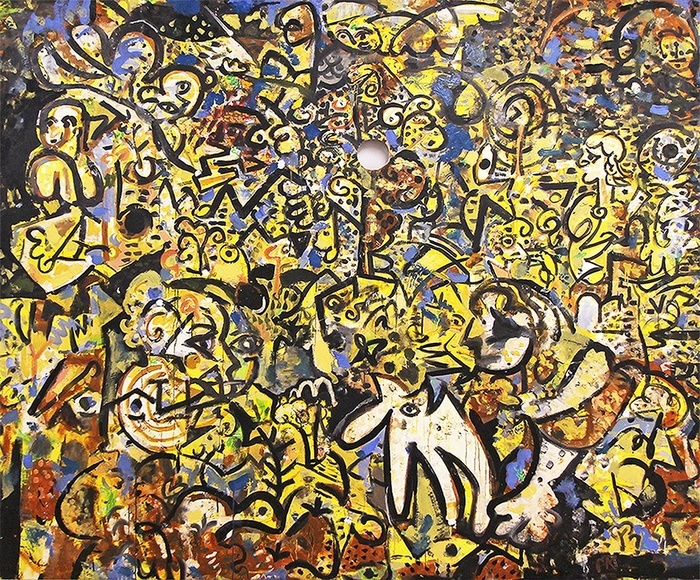 When the Moon Falls (Big Yellow Dog Painting)  par Phil King