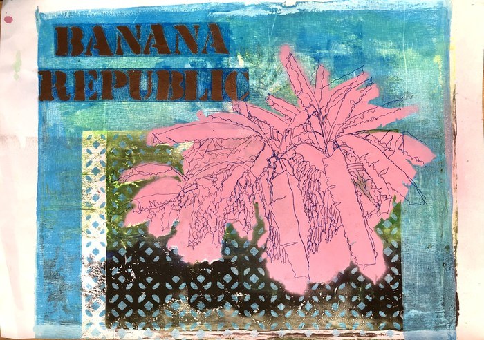 Monoprint A3 Banana Republic No2 by Renata Fernandez