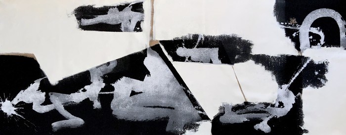 Abstract no. 122 black and white by Anita Kaufmann