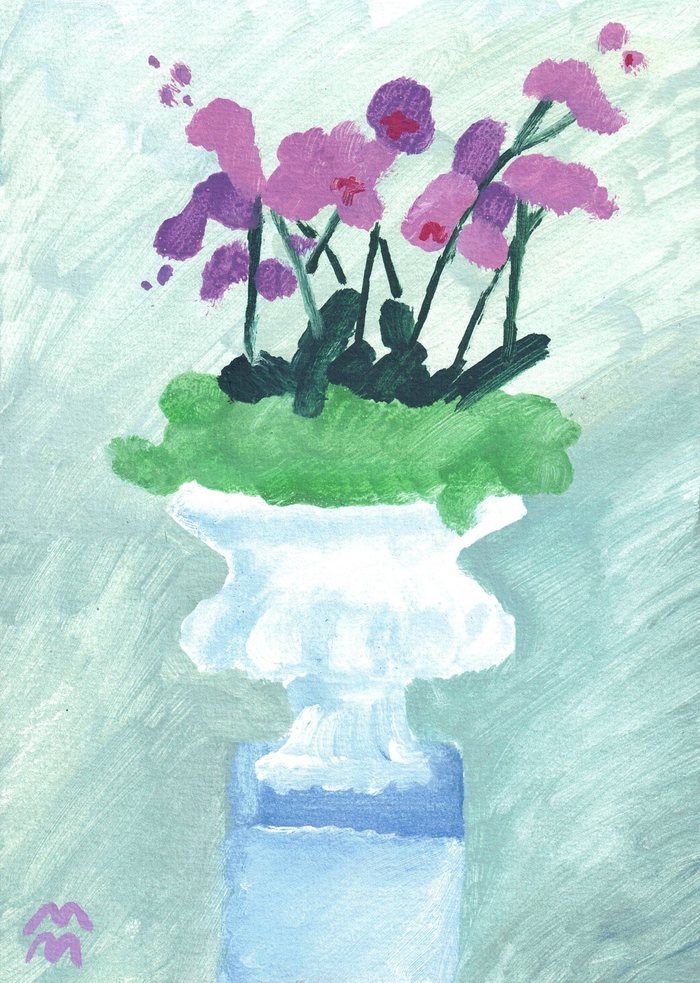 Nature Morte Aquamarine avec Orchidées by Maria Magenta