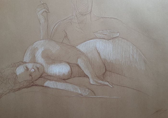 Dessin nu sanguine (7) by Harry Boudchicha