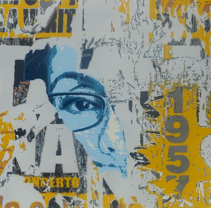 Affiches déchirées & visage bleu von Olivier Carpent