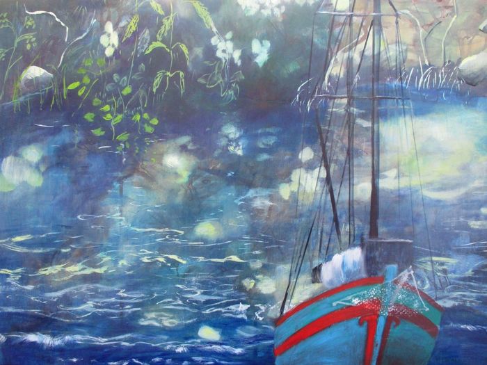 Bateau rouge et bleu by Sophie Garapon
