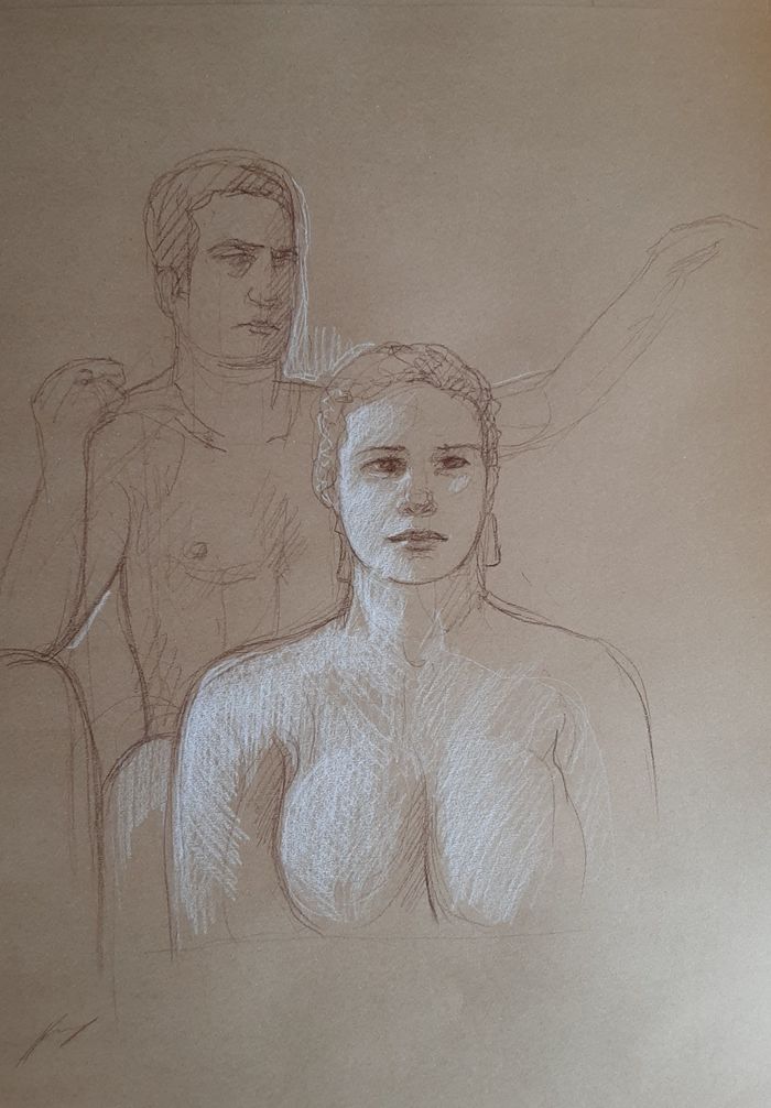 Dessin nu sanguine (2) by Harry Boudchicha