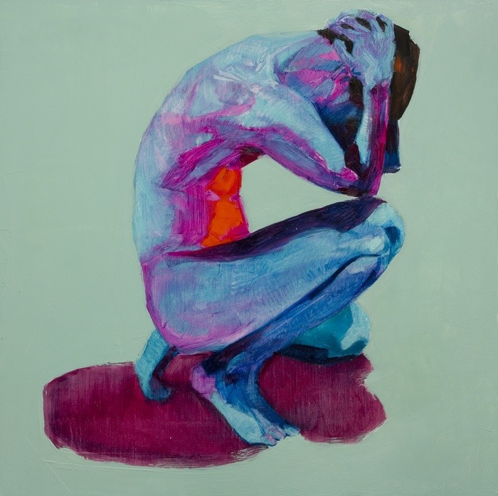 portrait d'homme nu pop art sur fond vert von Olivier Payeur