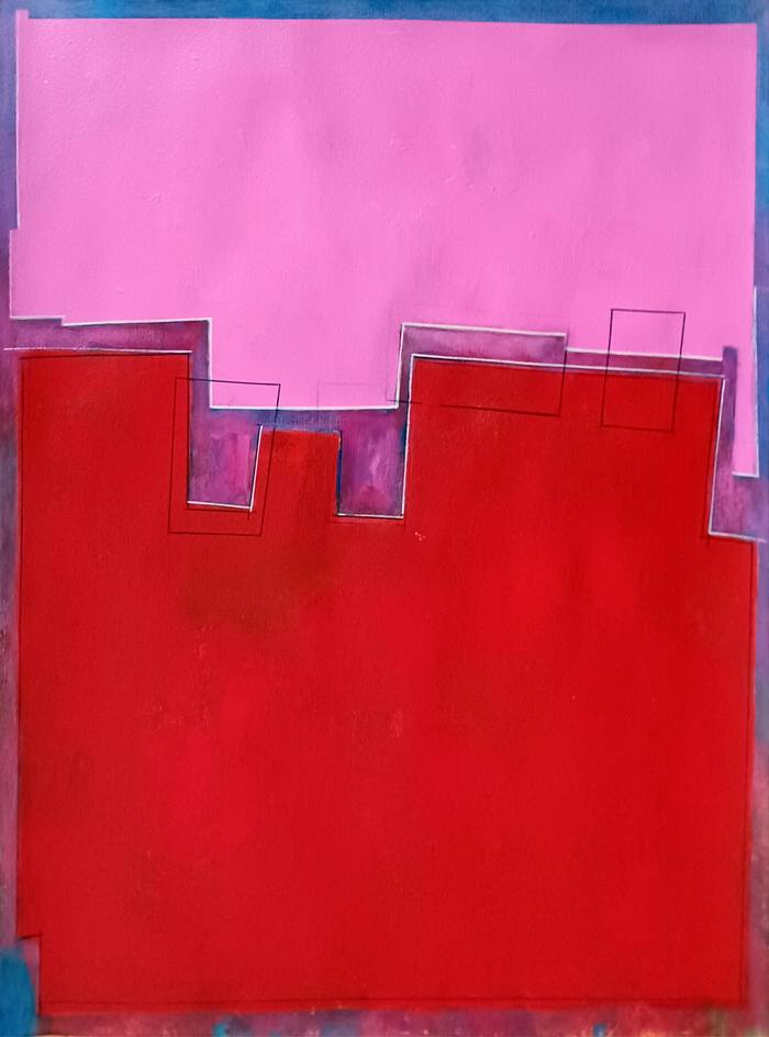 Red and pink composition D by Luis Medina Manso