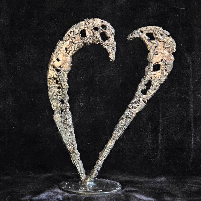 Coeur 83-23 - Sculpture coeur dentelle acier bronze par Philippe Buil