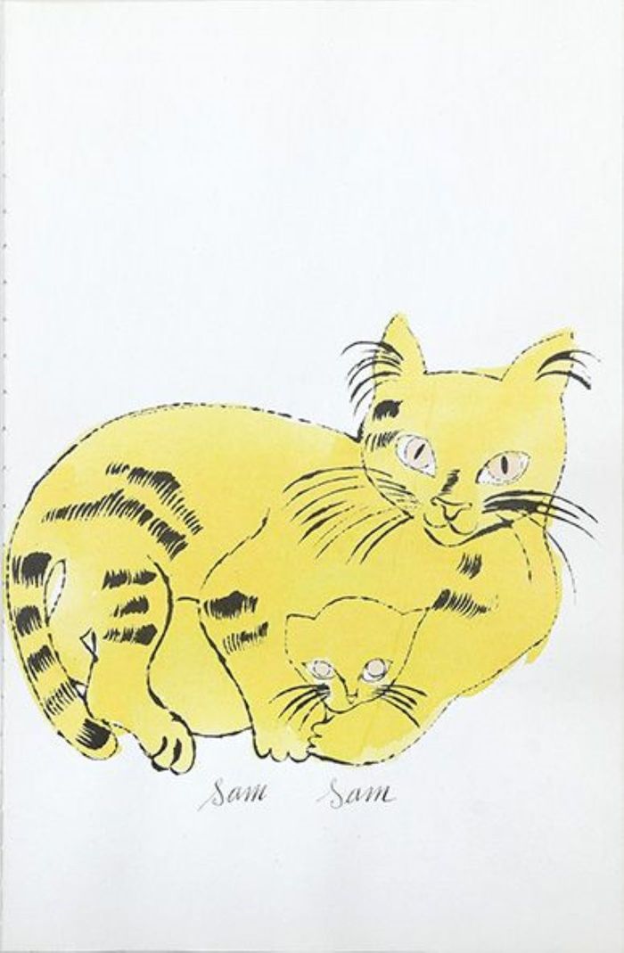アンディ ウォーホル Sam Sam & Sam. [Yellow cat and kitten with orange eyes laying