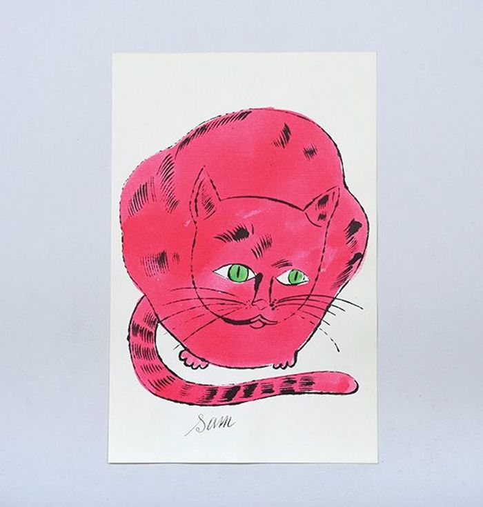【模写】【限定100部・証明書付】Andy Warhol「Sam（グリーン）」 Sam. [Crouching pink cat with green eyes.] by Andy Warhol
