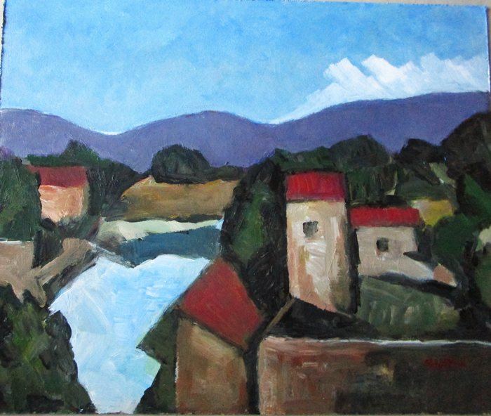 Paysage à la petite cascade von Michel de Gouttes