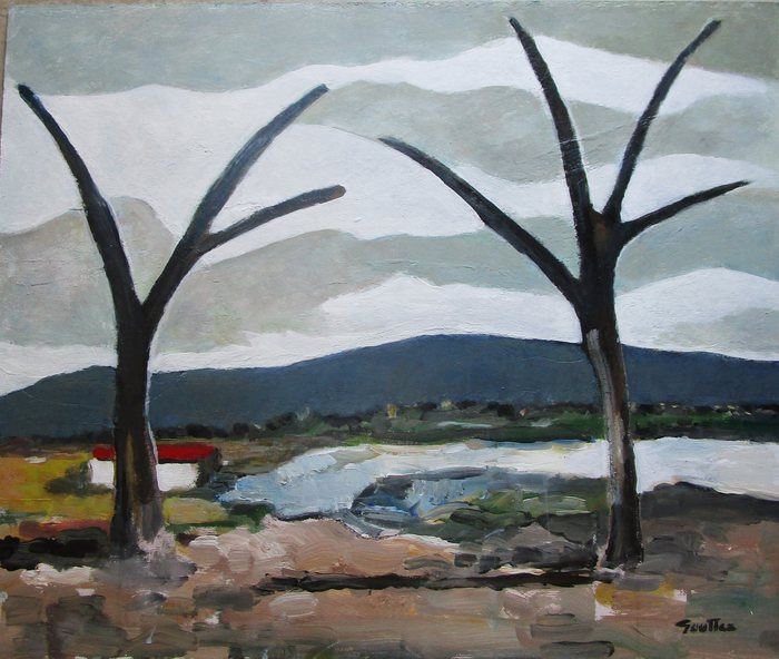 Paysage Hivernal pluvieux von Michel de Gouttes
