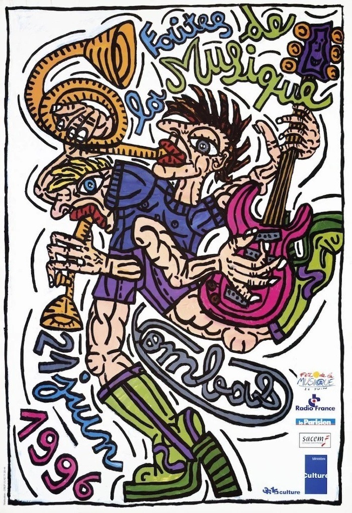 Affiche originale fête de la musique par Robert Combas