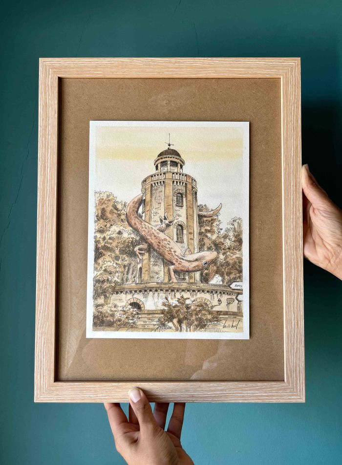 Le Gecko et le Château d'Eau von Louis Vairel