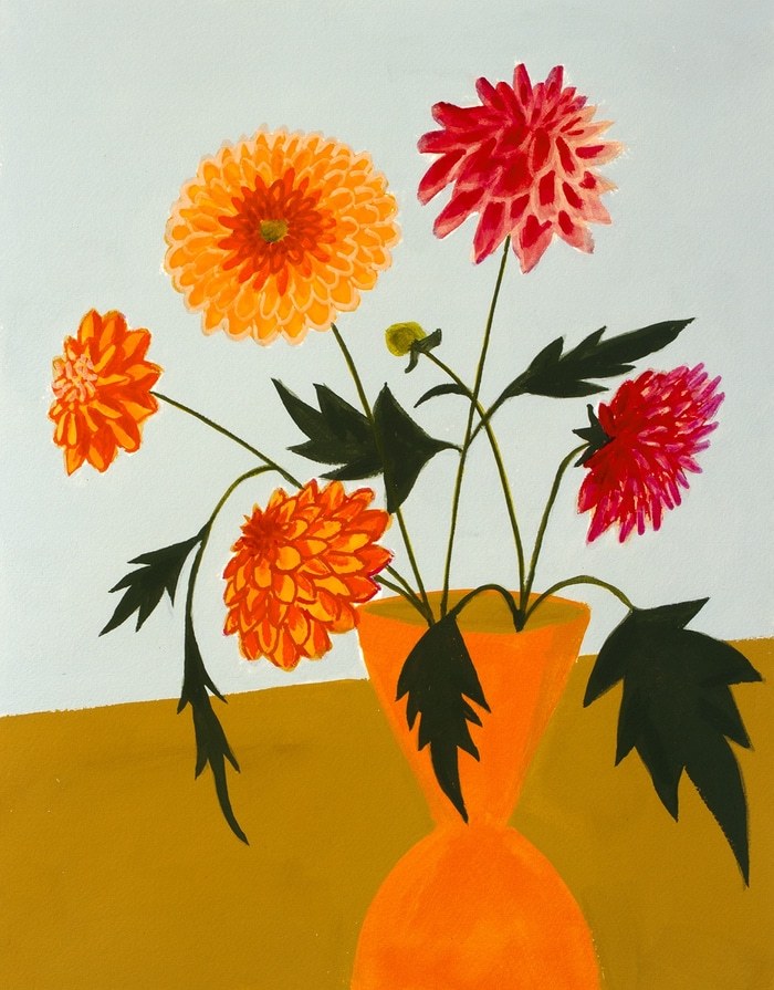 Orange and Pink Dahlias par Michael Pfleghaar