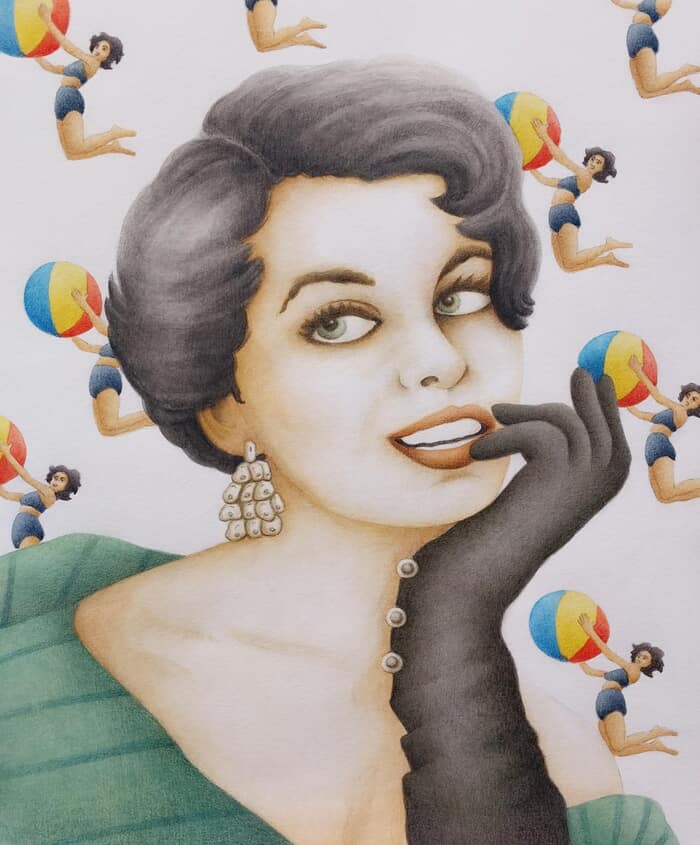 "A New American Dream" series (portrait with a woman carrying a beach ball) by Gonzalo Garcia Callegari