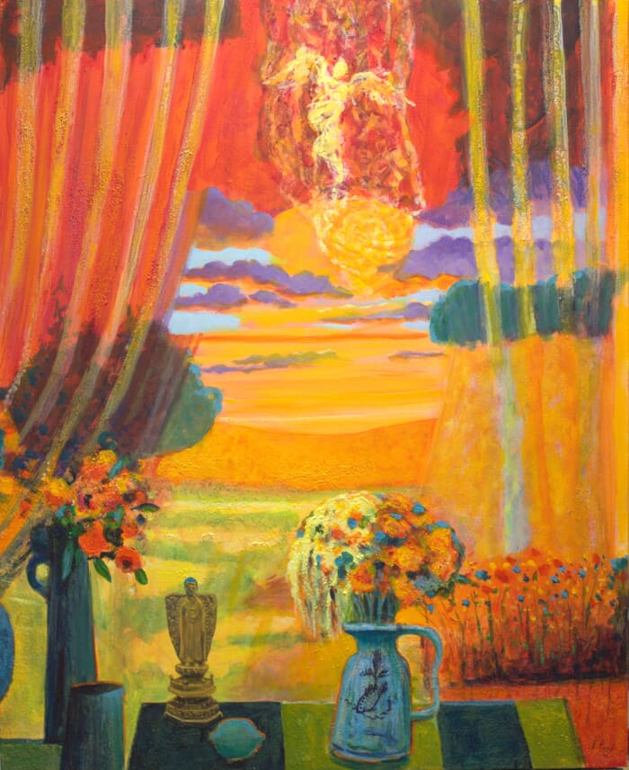 Dès ma venue, sous le son du sitar, je voyais ton ange se dissoudre. Rouge aussi ta joue, ta bouche aussi ton cou. Rien que toi. par François Pagé