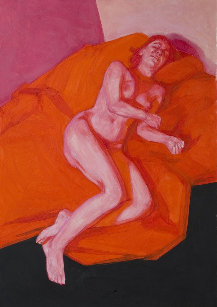 nu de femme sur fond rouge noir rose by Olivier Payeur