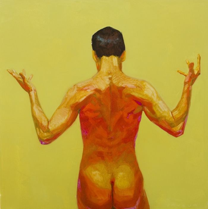 Pop male nude in orange yellow red green par Olivier Payeur