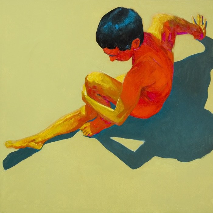 Nu d'homme pop art rouge jaune vert by Olivier Payeur