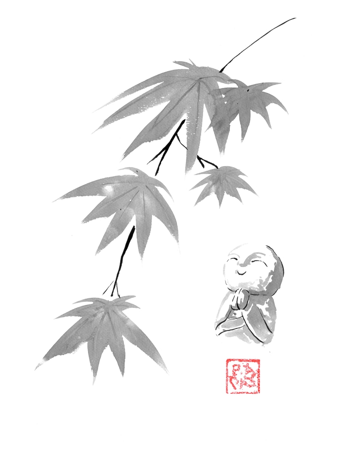 Jizo and maple by Péchane