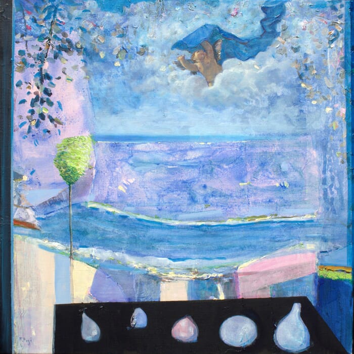 C'était le jour de l'assomption, j'avais bien vu depuis le salon, une écharpe bleue voletant depuis ton balcon. J'ai cru un instant au manteau de notre Dame. by François Pagé
