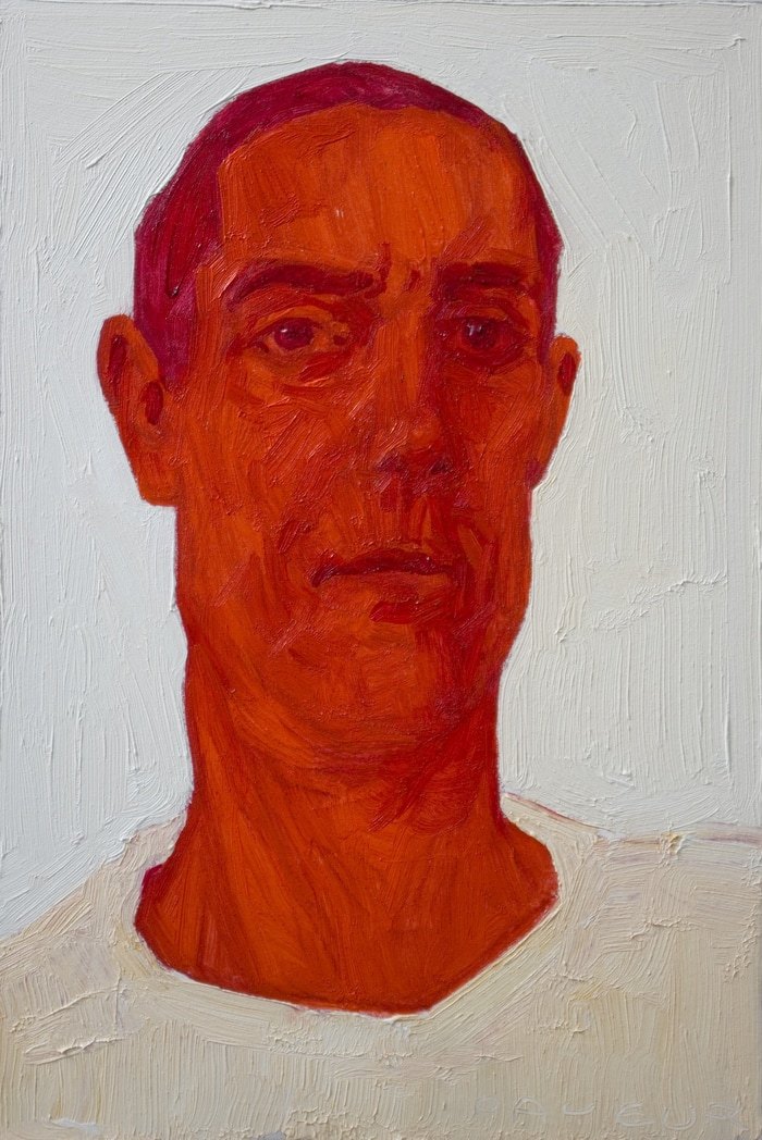 autoportrait rouge blanc expressionniste by Olivier Payeur