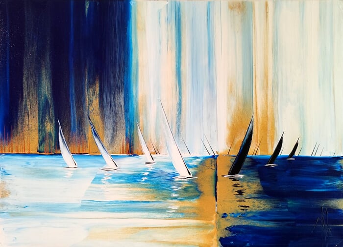 Night & day Regatta in blue & gold von Mikha