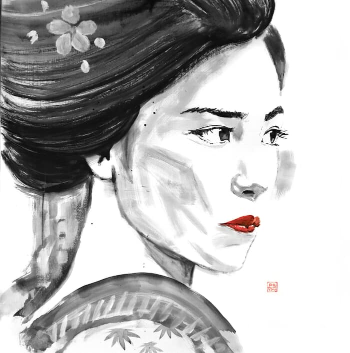 Close up geisha face von Péchane