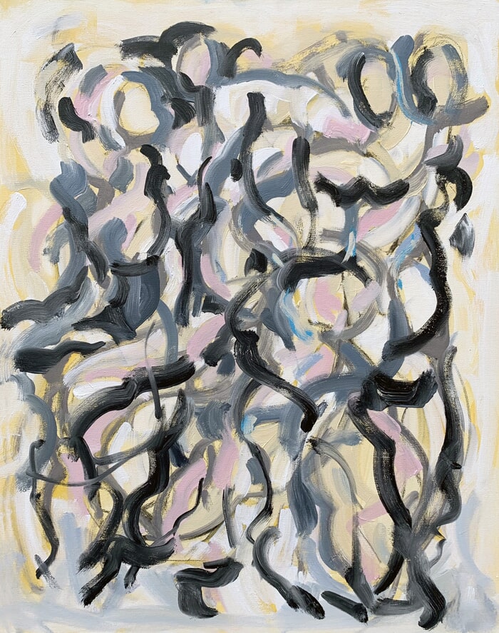 The Dance Enfolds in Yellow and Blue von Heidi Lanino