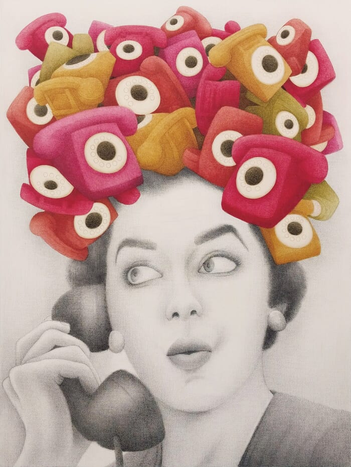 "A New American Dream" series (woman with telephones) by Gonzalo Garcia Callegari