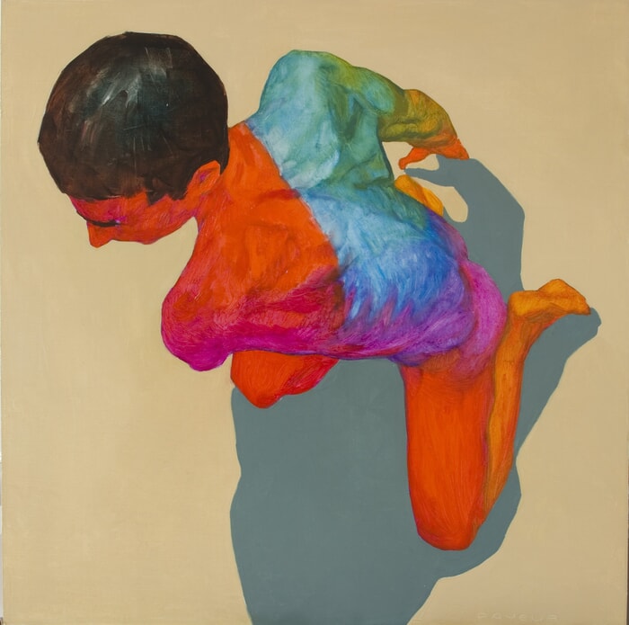 Nu pop homme rouge bleu orange vert by Olivier Payeur