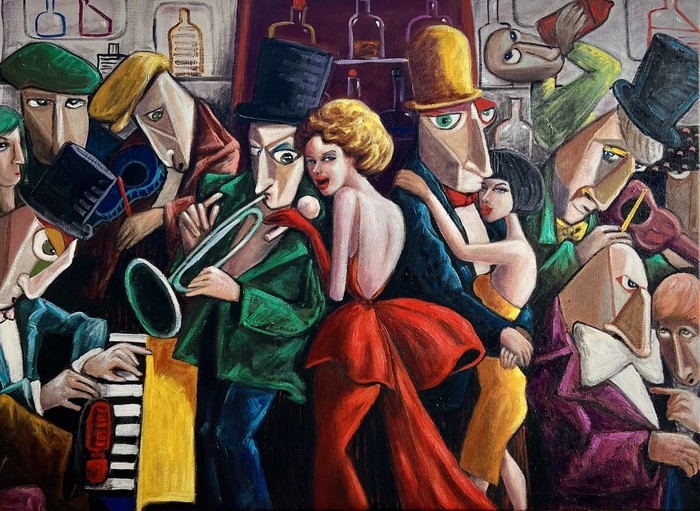 Red dress, Green eyes by Ta Byrne