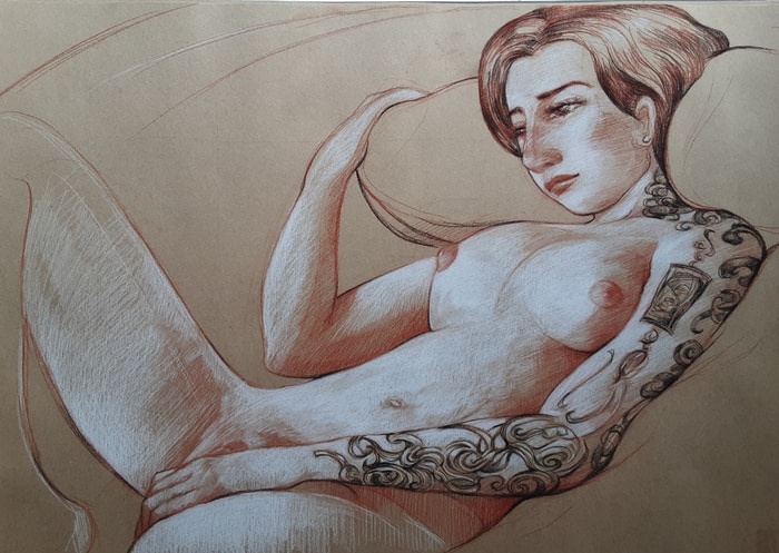 Nu muse dessin 22  par Harry Boudchicha