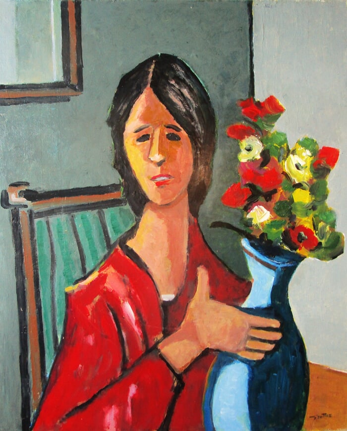 Modèle au grand vase bleu. by Michel de Gouttes