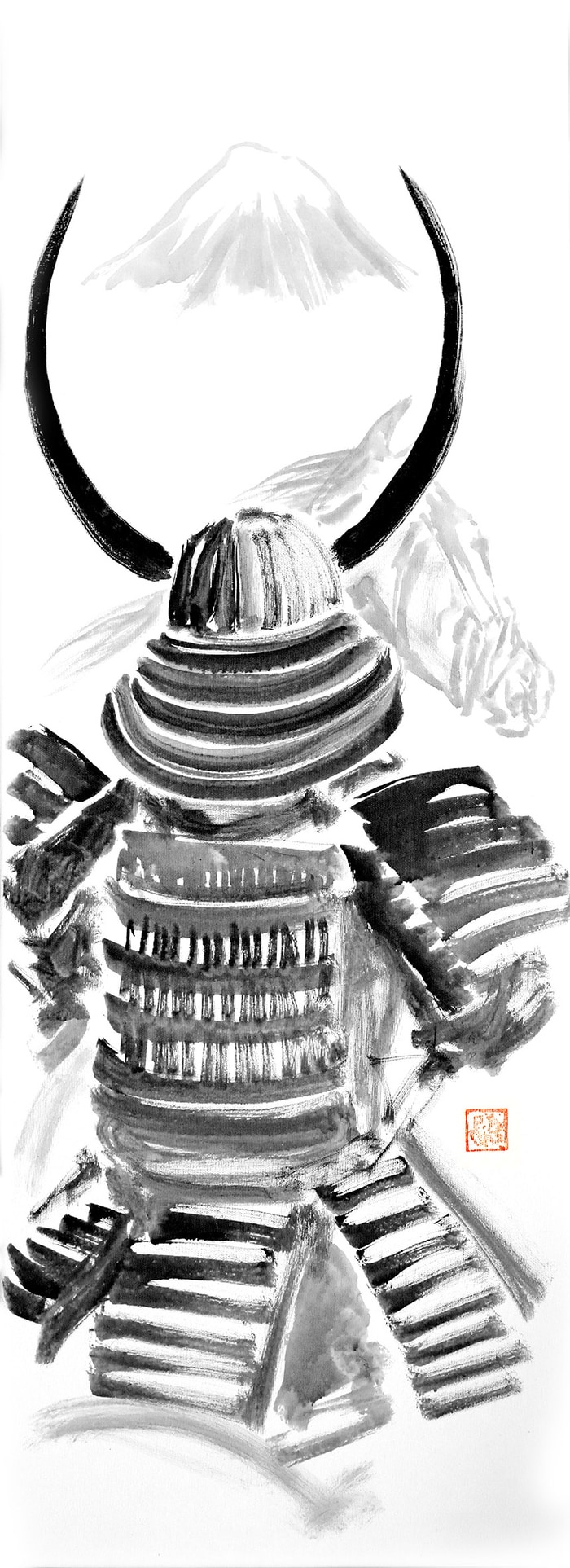 samourai regardant le mont fuji par Péchane