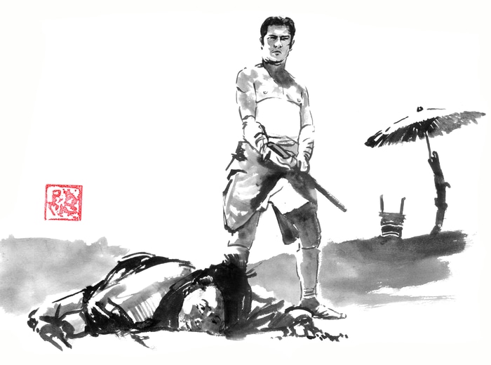 samurai at the beach von Péchane